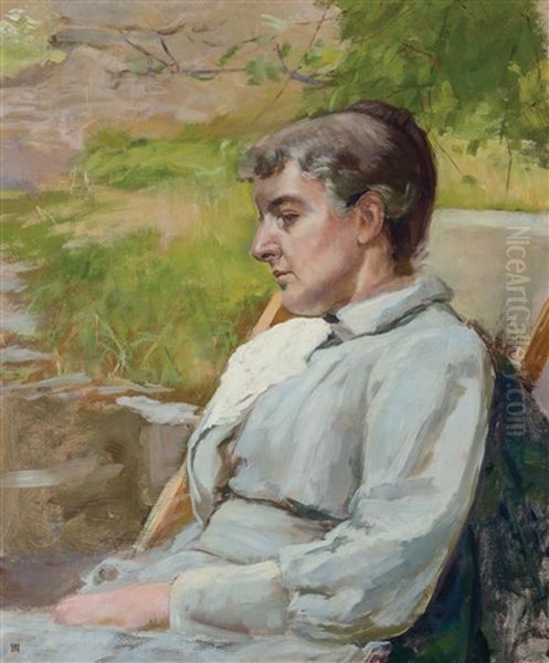 Portrait Of A Woman Oil Painting by Ellen Day Hale