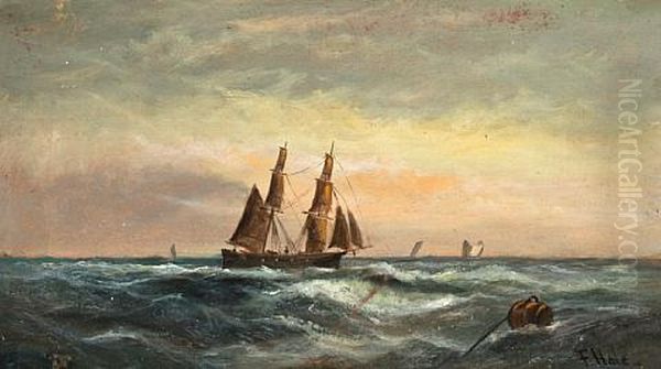 Shipping Along The Coast (+ Another, Similar; Pair) Oil Painting by Frank Gardner Hale