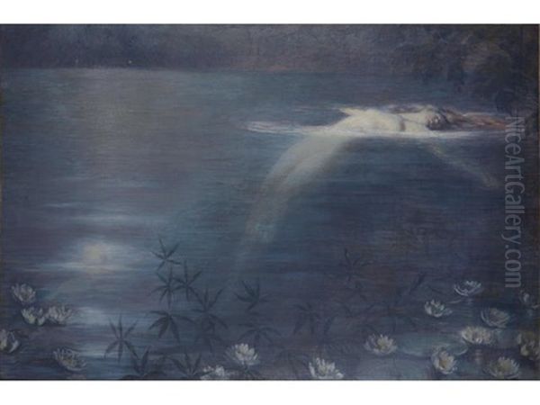 Moonlit Pool Oil Painting by Philip Leslie Hale