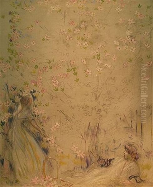 Two Ladies In The Dogwood (study) Oil Painting by Philip Leslie Hale