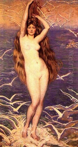 Aphrodite Of The Sea Gulls Oil Painting by Philip Leslie Hale