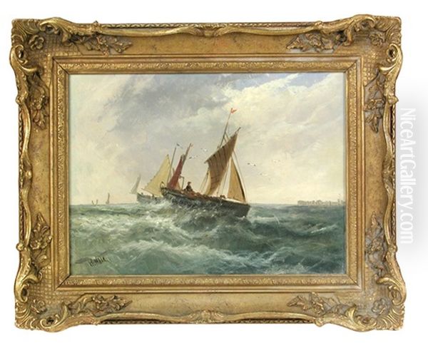 Sailing Ships In Stormy Seas  (pair) Oil Painting by William Matthew Hale