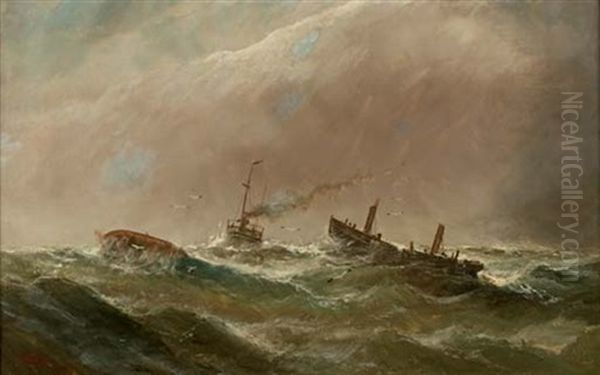 In Difficulty At Sea Oil Painting by William Matthew Hale