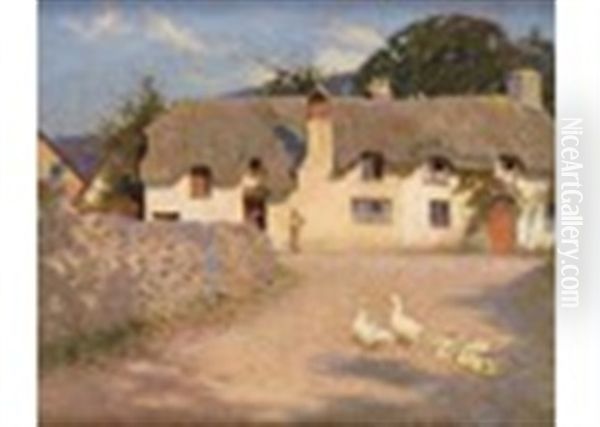 Sunny Morn, Bossington Oil Painting by Frederick Hall