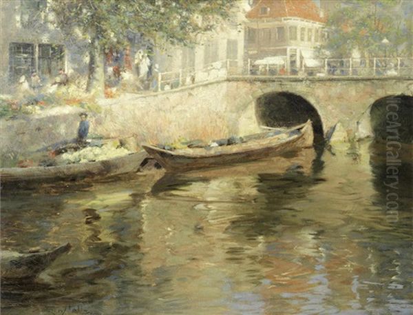 Bridge At Alkmaar Oil Painting by Frederick Hall