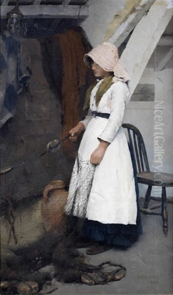 A Fisherman's Daughter Oil Painting by Frederick Hall