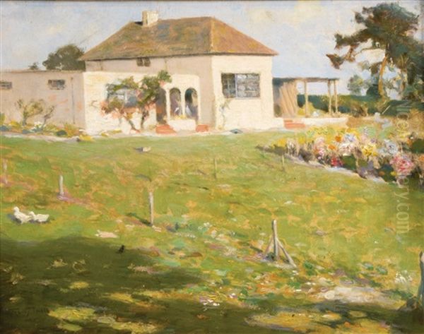 A Small House In A Summer Garden Oil Painting by Frederick Hall