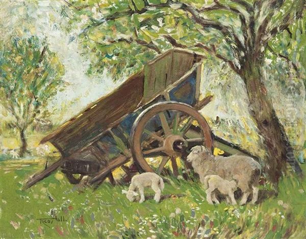 Spring Grazing Oil Painting by Frederick Hall