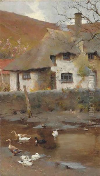 The Cottage Farm Oil Painting by Frederick Hall