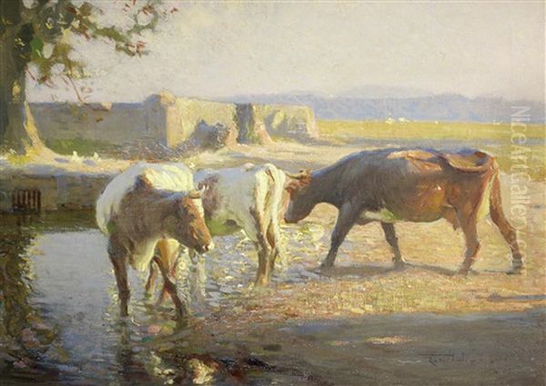 The Home Pond Oil Painting by Frederick Hall