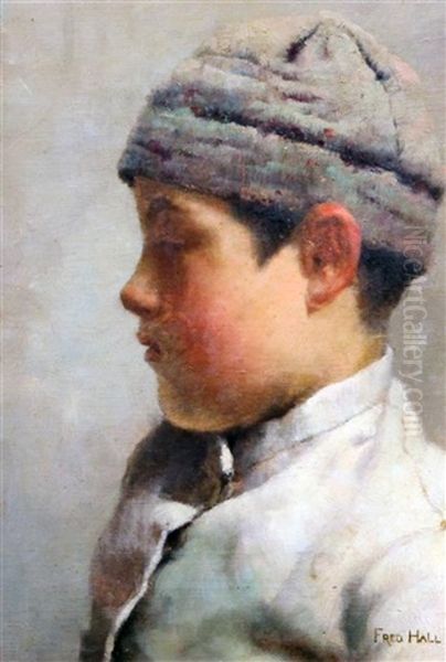 Portrait Of A Fisherboy Oil Painting by Frederick Hall