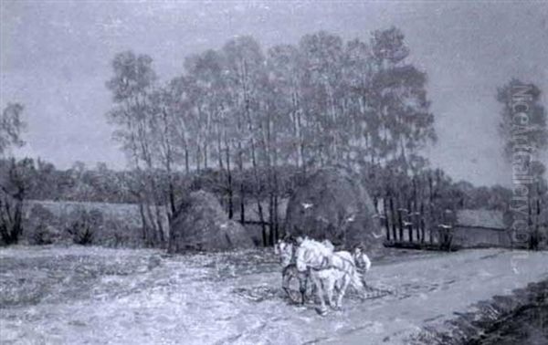 Early Morning Plough Team Oil Painting by Frederick Hall