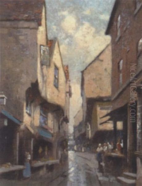 The Shambles, York Oil Painting by Frederick Hall