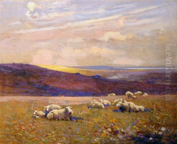 Morning - On The Downs Oil Painting by Frederick Hall