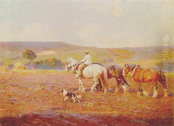 Returning From The Fields Oil Painting by Frederick Hall