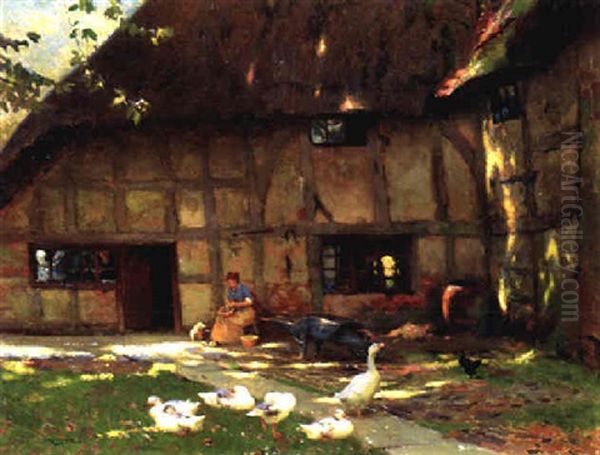 The Cottage Yard Oil Painting by Frederick Hall