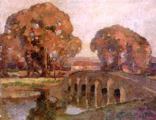 Autumn: The Bridge Oil Painting by Frederick Hall