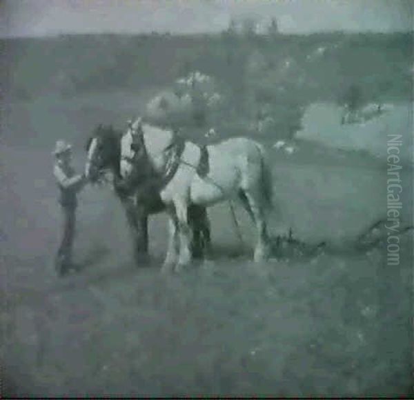 The Plough Team Oil Painting by Frederick Hall