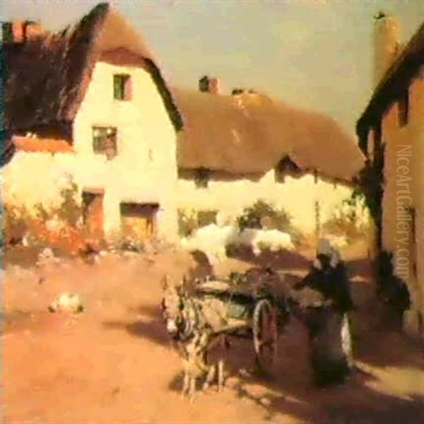 A Cornish Village Oil Painting by Frederick Hall