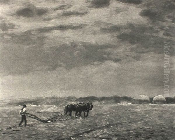 Ploughing The Fields Oil Painting by Frederick Hall