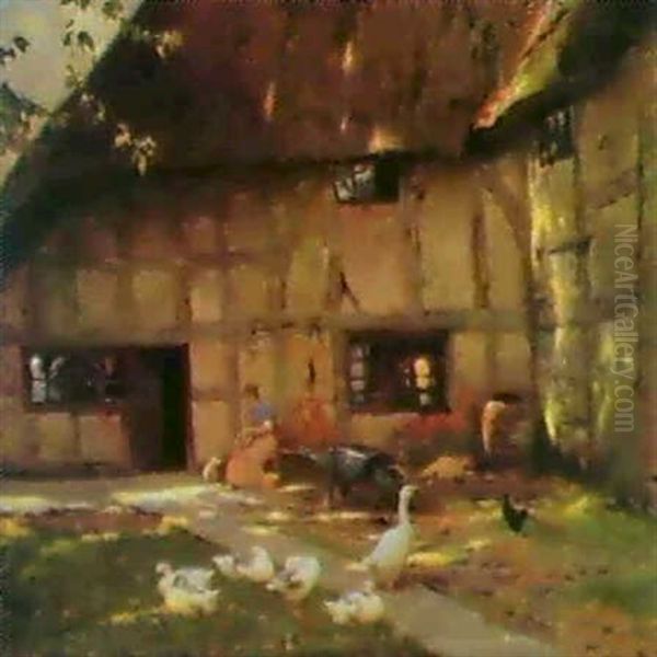 The Cottage Yard Oil Painting by Frederick Hall