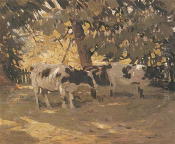 A Sun-dappled Glade Oil Painting by Frederick Hall