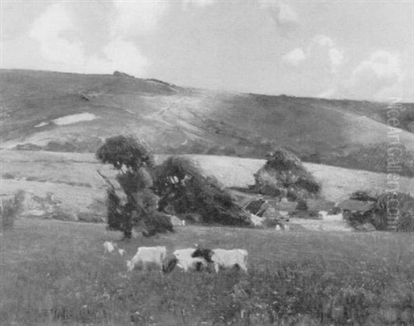 Sussex Downs Near Storrington Oil Painting by Frederick Hall