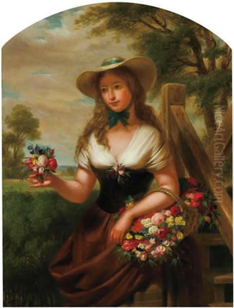 Girl With Flowers Oil Painting by George Henry Hall