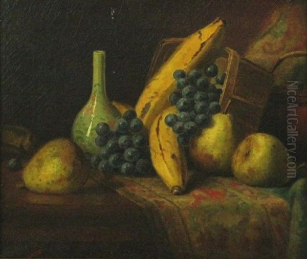 Still Life With Fruit, Vase And Carpet Oil Painting by George Henry Hall