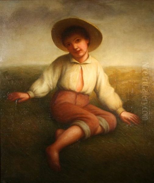 Young Boy In A Field Oil Painting by George Henry Hall