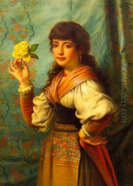 A Young Italian Beauty Oil Painting by George Henry Hall