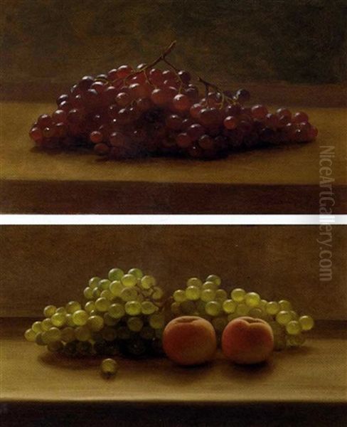 Grapes (+ Grapes And Peaches; Pair) Oil Painting by George Henry Hall