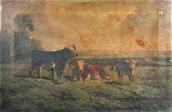 Cattle In Pasture Oil Painting by George Henry Hall