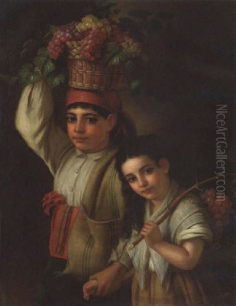 Children Carrying Fruit Oil Painting by George Henry Hall