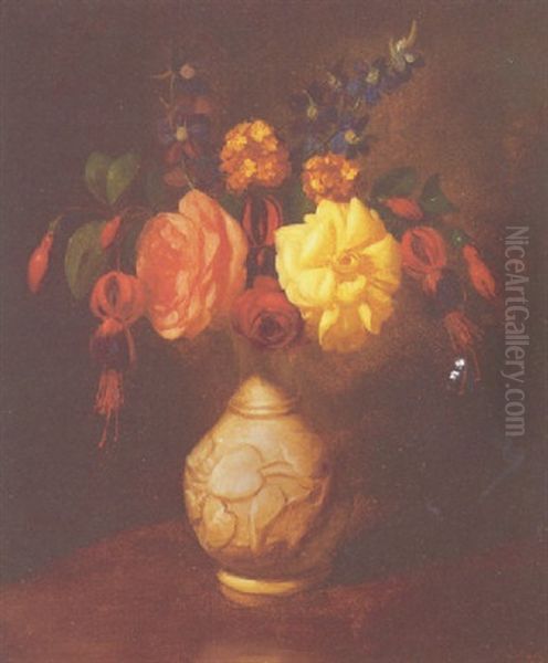 A Mixed Bouquet Oil Painting by George Henry Hall