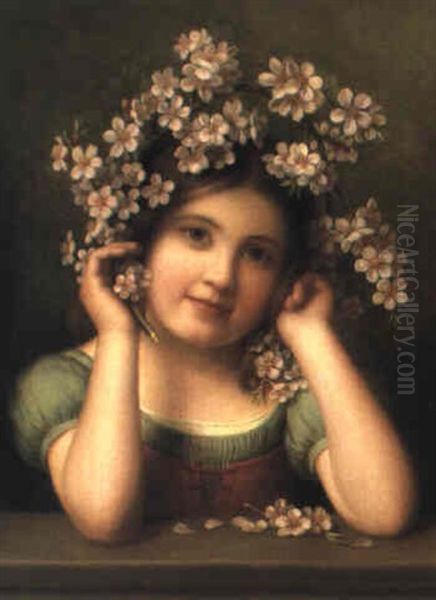 Girl With Dogwoods Oil Painting by George Henry Hall