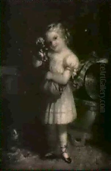 Child With Kittens Oil Painting by George Henry Hall