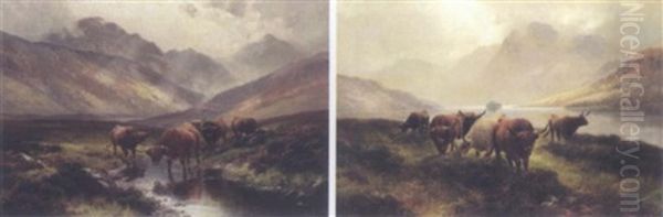 Highland Cattle, Loch Long Oil Painting by Harald R. Hall