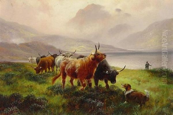 Highland Cattle Oil Painting by Harald R. Hall