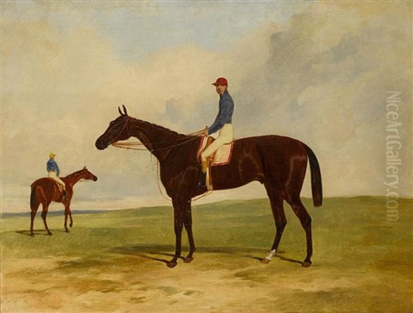 Mr. John Gully's Andover, Alfred Day Up, Winner Of The 1854 Derby Oil Painting by Harry Hall