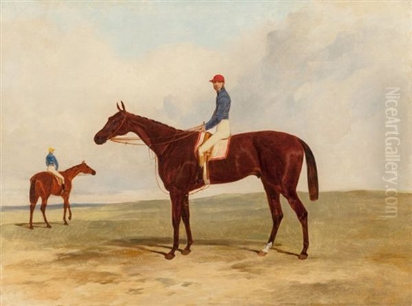 Mr. John Gully's Andover, Alfred Day Up, Winner Of The 1854 Derby Oil Painting by Harry Hall