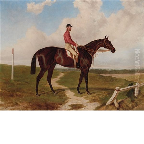 Musjid, Winner Of The 1859 Epsom Derby With Jockey John Wells Up Oil Painting by Harry Hall