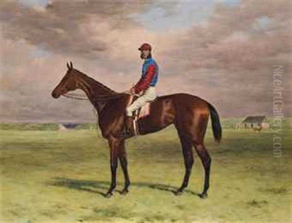 The Rev. John William King's (mr Launde's) Bay Filly Agility With Jockey Up At Newmarket Oil Painting by Harry Hall