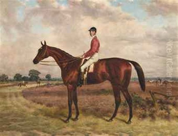 Bay Racehorse, With Jocky Up Oil Painting by Harry Hall