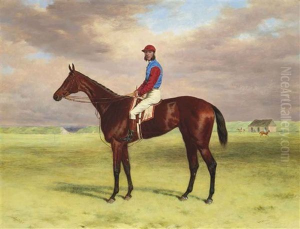 The Rev. John William King's (mr Launde's) Bay Filly Agility With Jockey Up At Newmarket Oil Painting by Harry Hall