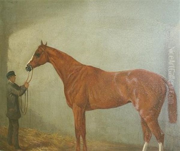 "feu De Joie," Winner Of The Oaks Race Oil Painting by Harry Hall