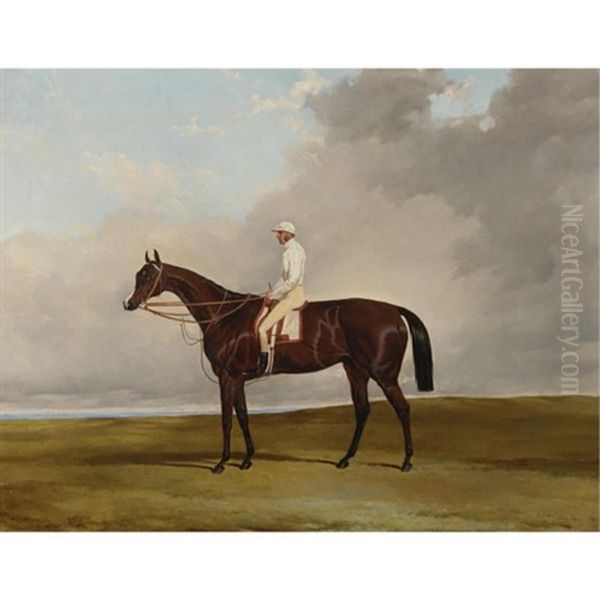 Attila Winner Of The Derby Stakes At Epsom On "newmarket Heath" With W. Scott Up Oil Painting by Harry Hall