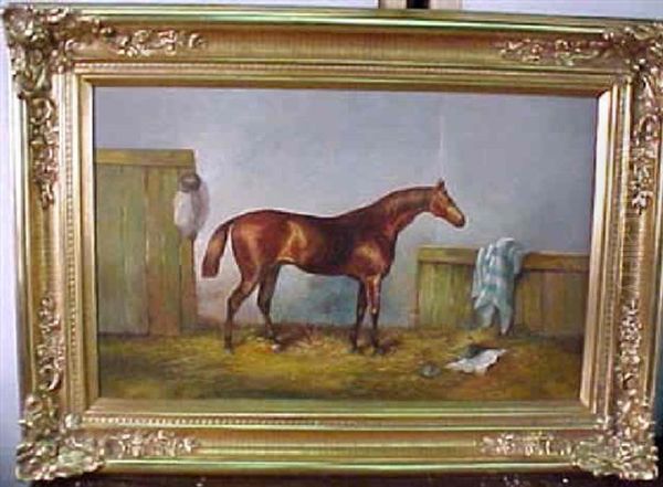 Portrait Of A Horse In A Stable Oil Painting by Harry Hall