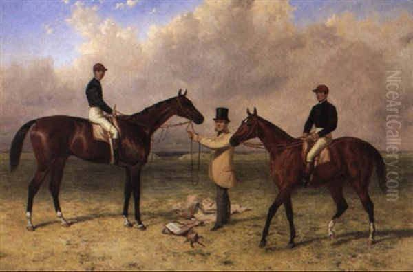 Mr. Richard Sutton's Bay Colt 'lord Lyon' And His Bay Colt 'elland' Oil Painting by Harry Hall