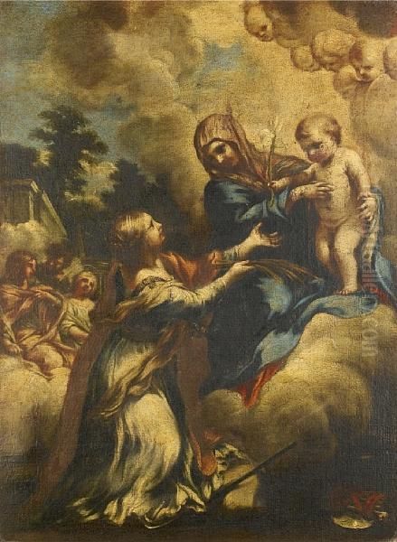 The Madonna And Child With Saint Martina Oil Painting by Lazzaro Baldi